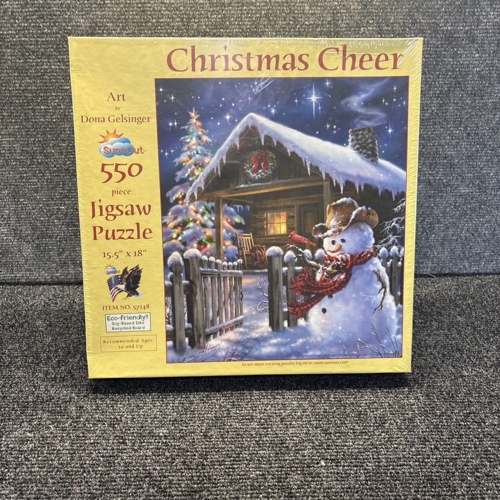 Sunsout~Christmas Cheer~Dona Gelsinger~550 pcs Puzzle~NEW/SEALED